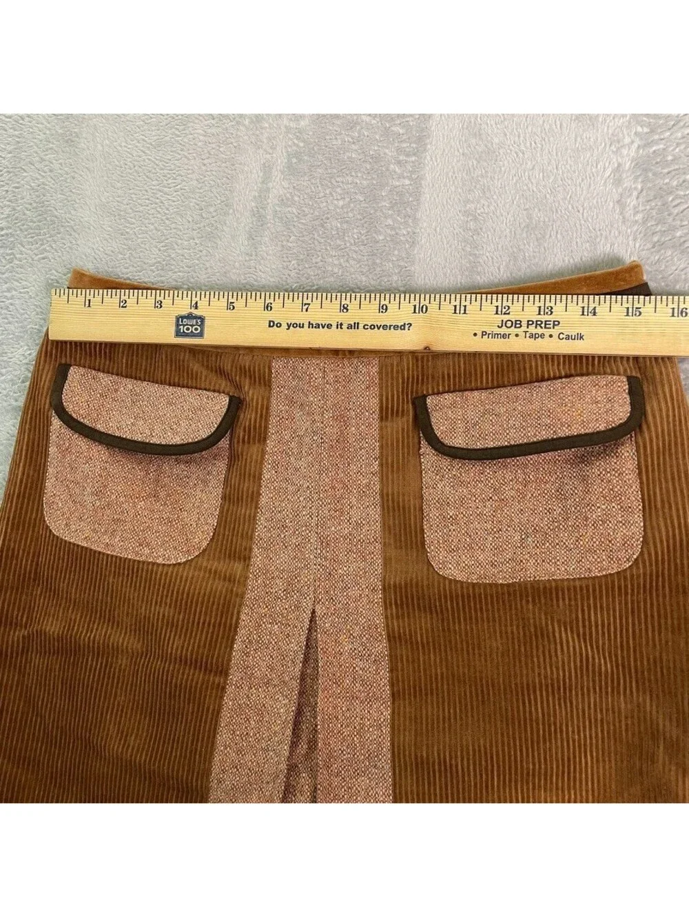 Ann Taylor LOFT Petites Corduroy Tweed Panel Skirt womens 8P Brown Retro Mod 70s - Picture 5 of 10